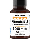 MONOHERB Hydroxo Vitamin B12 capsule bottle front view