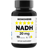 MONOHERB NADH Capsules bottle front view with 90 vegan capsules