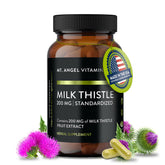 Mt. Angel Vitamins Milk Thistle 200mg capsules front view