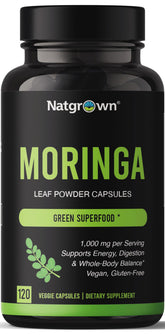 Natgrown Organic Moringa Capsules 1,000 mg front view