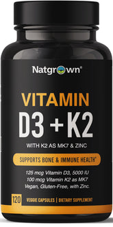 Natgrown Vitamin D3 K2 capsules front view with packaging