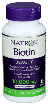 Natrol Biotin 100 tablets front view