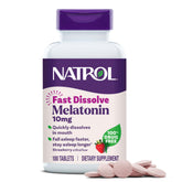 Natrol Melatonin 10 mg Fast Dissolve Tablets Strawberry flavour front view