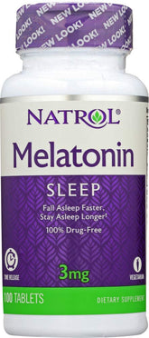 Natrol Melatonin Time Release 3 mg Sleep Supplement Tablets front view