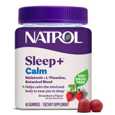 Natrol Sleep+ Calm Gummies front view, strawberry flavour, 60 count