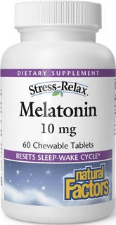 Natural Factors Melatonin 10 mg chewable tablets front view
