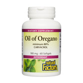 Natural Factors Oregano Oil Softgels 180mg front view