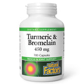 Natural Factors Turmeric & Bromelain Capsules front view with packaging