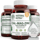 Natural Nutra Calcium Magnesium Zinc Supplement front view