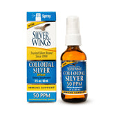 Natural Path Silver Wings Colloidal Silver 50ppm amber glass bottle front view