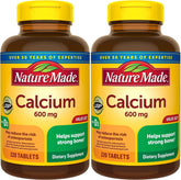 Nature Made Calcium 600 mg with Vitamin D3 Tablets front view, pack of 2