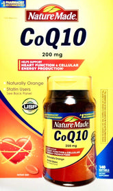 Nature Made CoQ10 200mg softgels bottle front view, 140 count