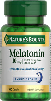 Nature's Bounty Melatonin 10mg 60 Count capsule bottle front view