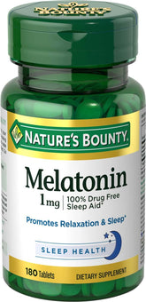 Nature's Bounty Melatonin 1mg 180 Tablets front view