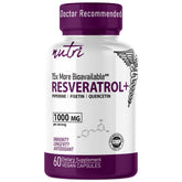 Nature's Fusions Resveratrol+ 1000mg supplement front view