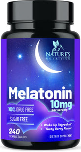 Nature's Nutrition Melatonin Sleep Supplement 10mg chewable tablets front view
