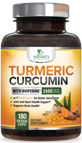 Nature's Nutrition Turmeric Curcumin Supplement 2400mg front view