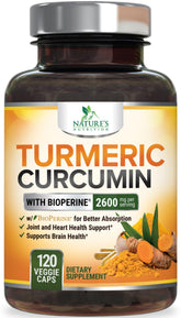 Nature's Nutrition Turmeric Curcumin Supplement 2400mg front view