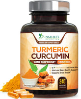Nature's Nutrition Turmeric Curcumin Supplement front view with label