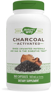 Nature's Way Activated Charcoal Capsules 560mg front view