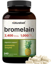 NatureBell Bromelain Supplement 240 veggie capsules front view
