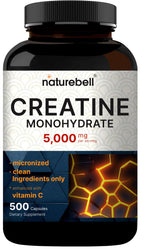 NatureBell Creatine Capsules bottle front view with 500 capsules