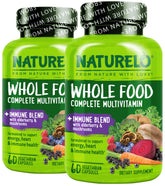 NATURELO Whole Food Multivitamin front view with capsule bottle
