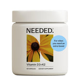 Needed. Prenatal Vitamin D3/K2 Capsules front view with packaging