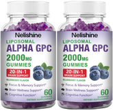 Nelishine Liposomal Alpha GPC Gummies front view with blueberry flavour