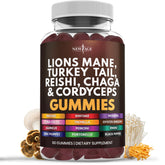 NEW AGE Mushroom Supplement Gummies front view with packaging