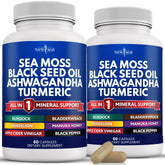 NEW AGE Sea Moss Capsules front view with packaging