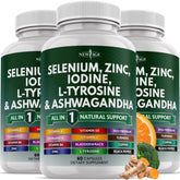 NEW AGE Thyroid Extracts Supplement front view with 180 capsules