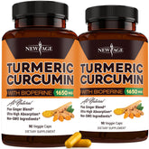 NEW AGE Turmeric Capsules front view with packaging