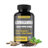 NooMost Extra Strength Ashwagandha Supplements 60 Capsules front view