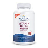 Nordic Naturals Vitamin D3 + K2 Gummies front view with pomegranate flavour