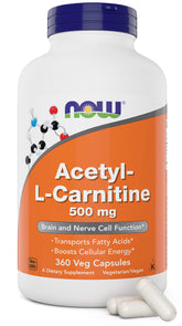 NOW Foods Acetyl-L-Carnitine 1000mg 360 capsules front view