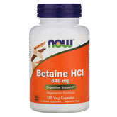 NOW Foods Betaine HCl 648mg 120 Capsules front view