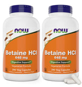 NOW Foods Betaine HCl 648mg 240 Veg Capsules front view