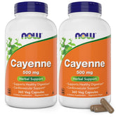NOW Foods Cayenne 500 mg Veg Capsules front view