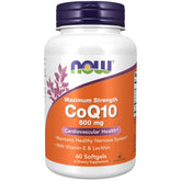 NOW Foods CoQ10 Maximum Strength 600mg softgel bottle front view