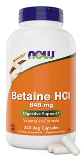 NOW Foods HCL Betaine 240 Veg Capsules front view