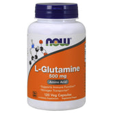 NOW Foods L-Glutamine 500mg 120 Veg Capsules front view