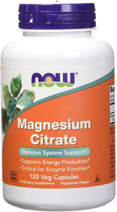 NOW Foods Magnesium Citrate 400mg 120 Veg Capsules front view