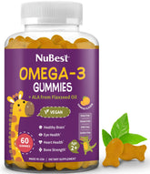 NuBest Omega-3 Gummies front view with orange flavour packaging