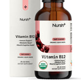 Nursh+ B12 Liquid Drops 5000 mcg cherry flavour front view