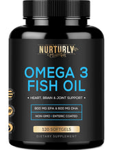 NURTURLY Enteric Coated Fish Oil Omega 3 2000mg Softgels front view