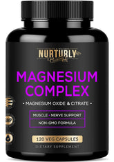 NURTURLY Magnesium Citrate & Oxide Supplement 500mg capsule front view