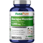 NusaPure Bacopa Leaf Monnieri Capsules 1000 mg bottle front view
