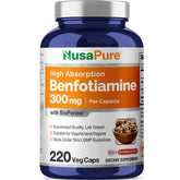 NusaPure Benfotiamine 300mg 220 veggie caps front view