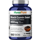 NusaPure Black Seed Oil 450mg capsule bottle front view